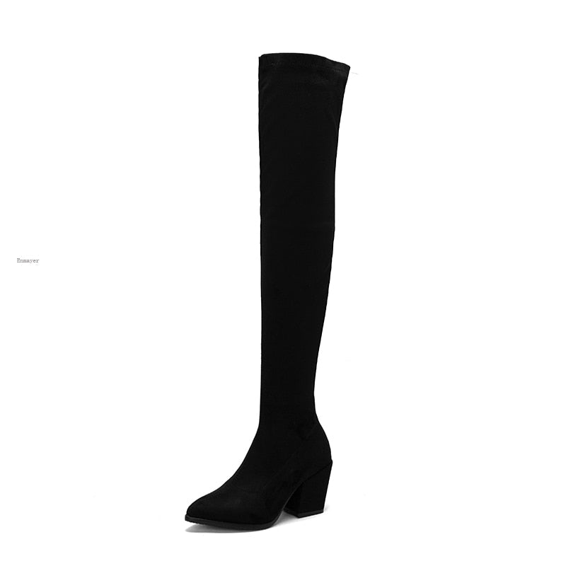 Funki Findz | Boots | Women's Square Mid Heel Over Knee Boots