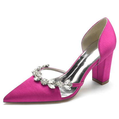 Funki Findz | Shoes | Women's Satin Crystal Block Bridal Shoes