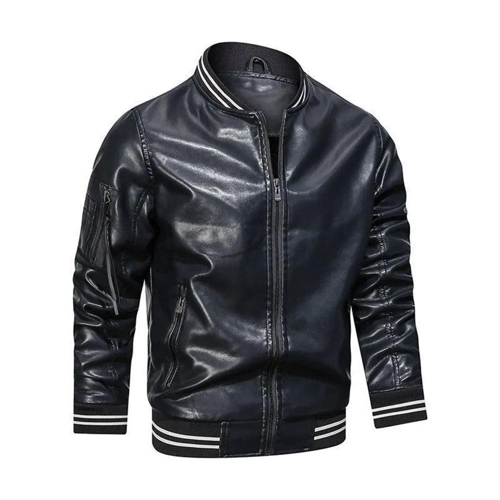 Funki Findz | Jackets | Men's Casual PU Leather Racer Jacket
