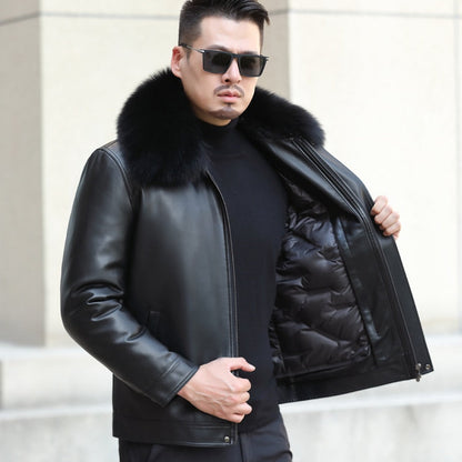 Funki Findz | Jackets | Men's Leather Fleece, Duck Down Jacket