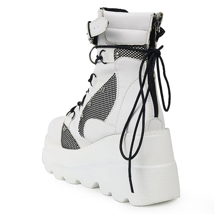 Funki Findz | Boots | Women's Goth Lace Up Platform Wedges