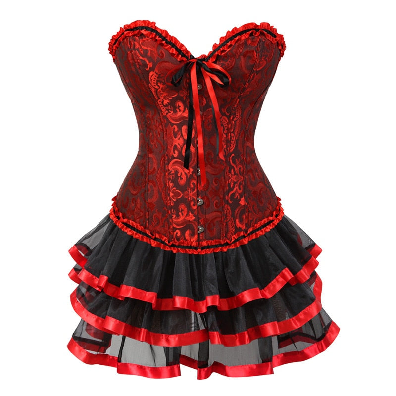 Funki Findz | Dresses | Women's Victorian Corset Dress 2Pcs Set