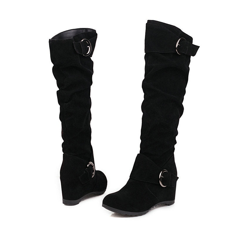 Funki Findz | Boots | Women's Mid-Calf Suede Wedge Boot