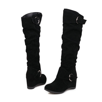 Funki Findz | Boots | Women's Mid-Calf Suede Wedge Boot