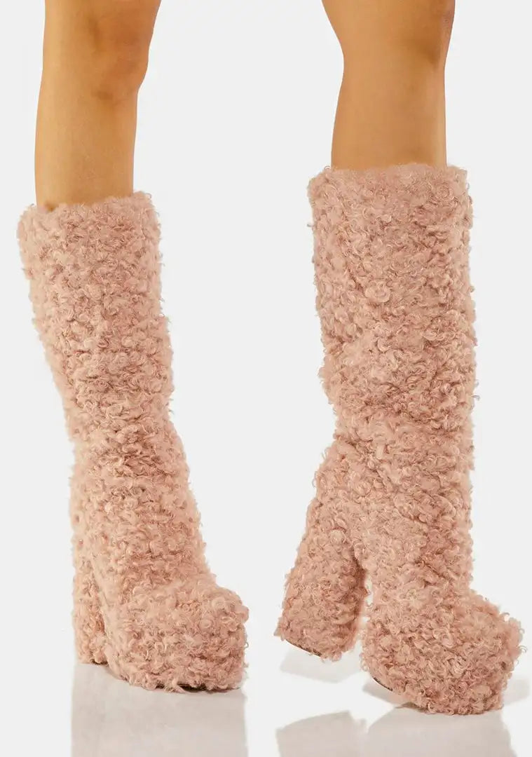Funki Findz | Boots | Women's Knee-High Fuzzy Platform Boots