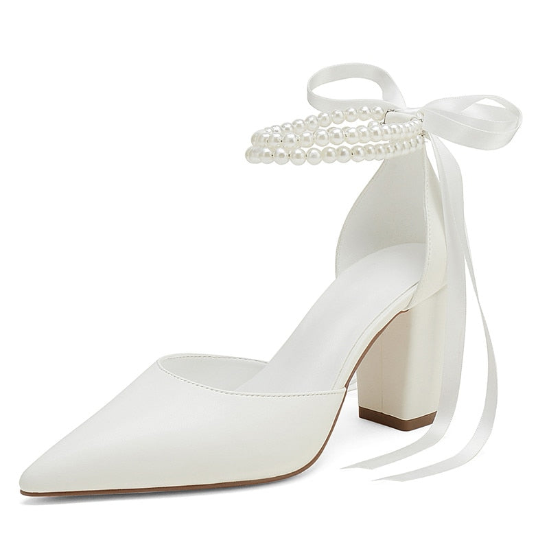 Funki Findz | Shoes | Women's Satin and Pearl Wedding Shoes