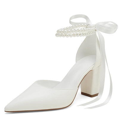 Funki Findz | Shoes | Women's Satin and Pearl Wedding Shoes