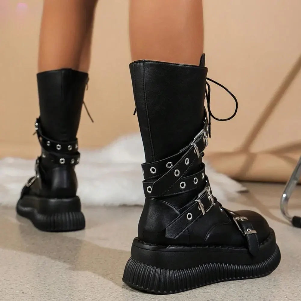 Funki Findz | Boots | Women's Gothic Mid-Calf Platform Boots