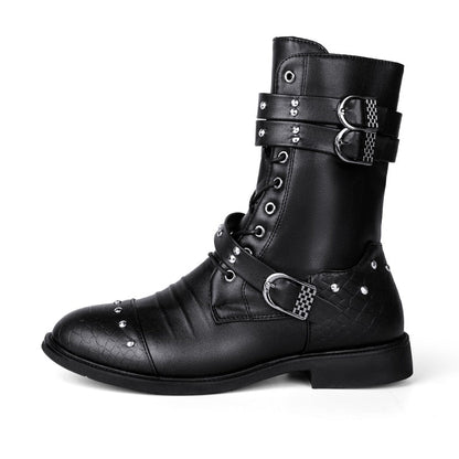 Funki Findz | Boots | Men's Leather Lace Up Buckle Strap Boots