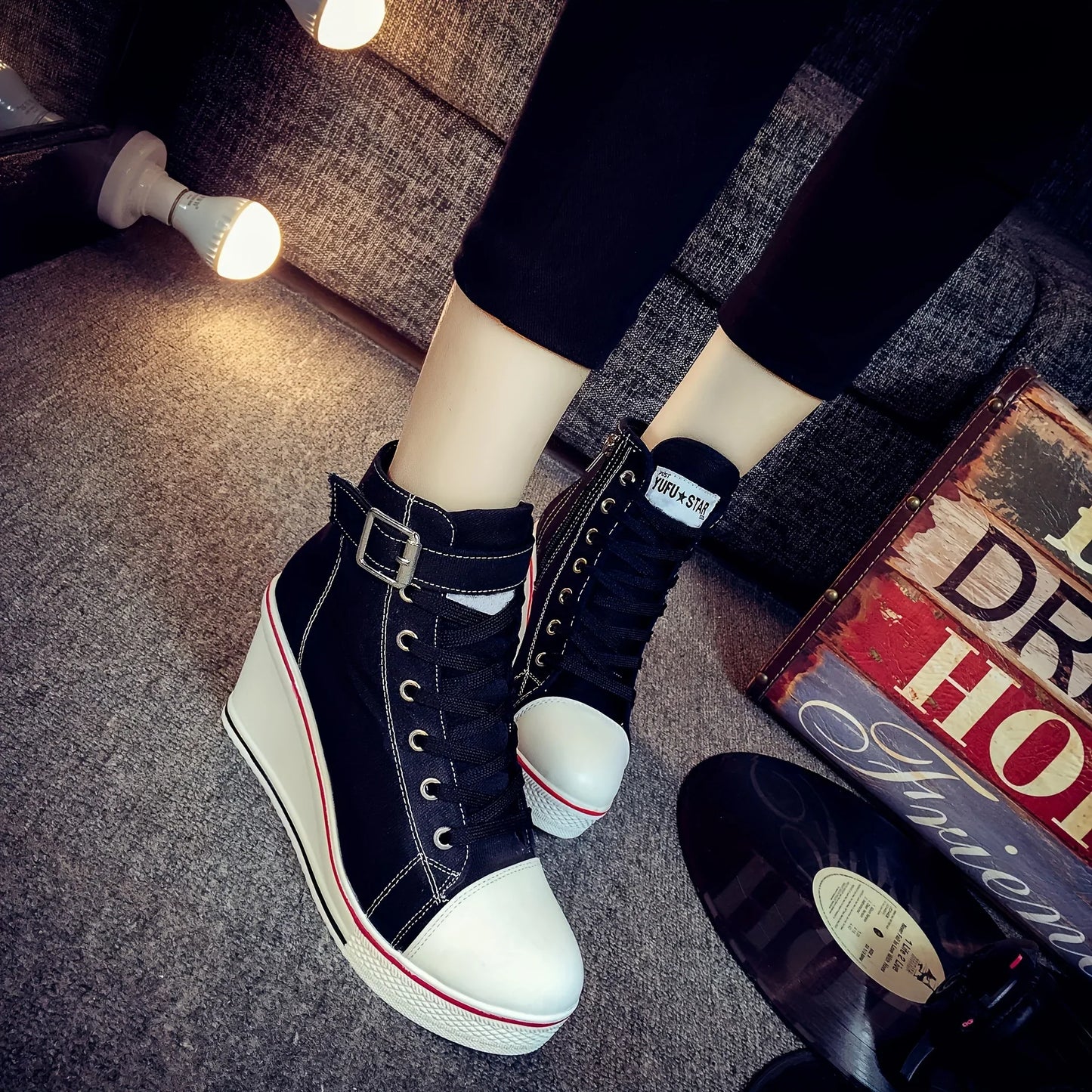 Funki Findz | Boots | Women's High Top Platform Wedge Sneaker