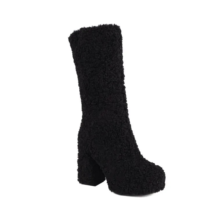 Funki Findz | Boots | Women's Fuzzy Faux Wool Platform Boots