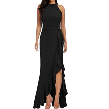Funki Findz | Dresses | Women's High Split Ruffled Hem Long Dress