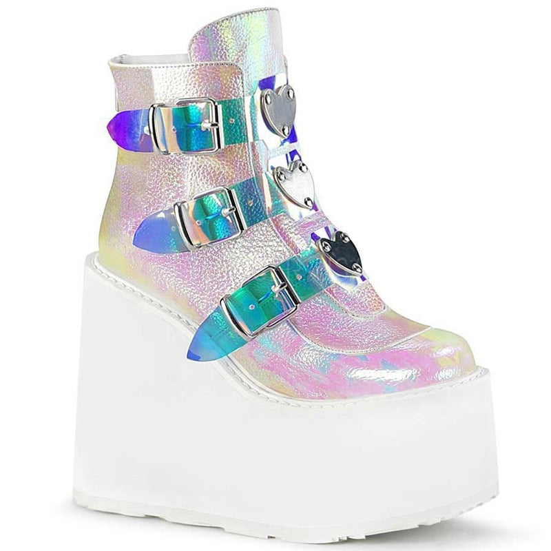 Funki Findz | Boots | Women's Buckle Strap Wedge Ankle Boots