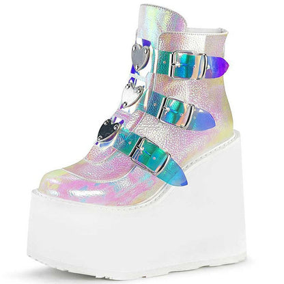 Funki Findz | Boots | Women's Buckle Strap Wedge Ankle Boots