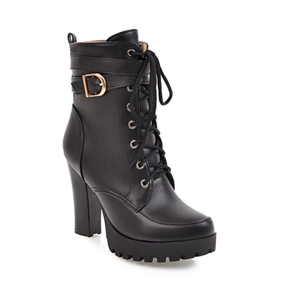 Funki Findz | Boots | Women's Block Heel Buckle Strap Ankle Boots
