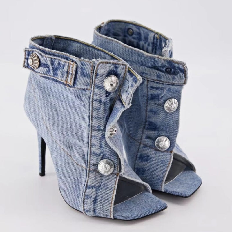 Funki Findz | Shoes | Women's Quirky Denim High Heel Shoes