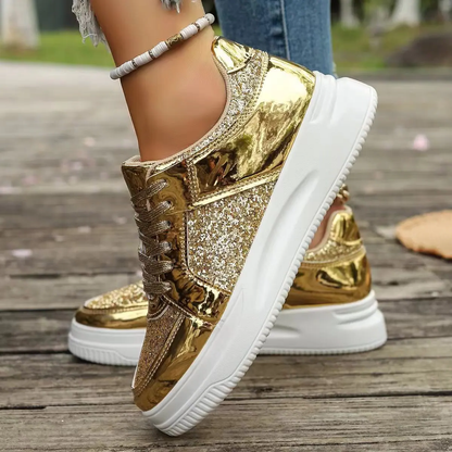 Funki Findz | Shoes | Women's Gold Sequins Platform Sneakers