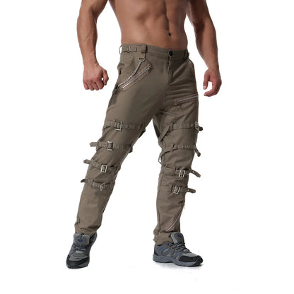 Funki Findz | Pants | Men's Gothic Punk Buckle Strap Zip Pants