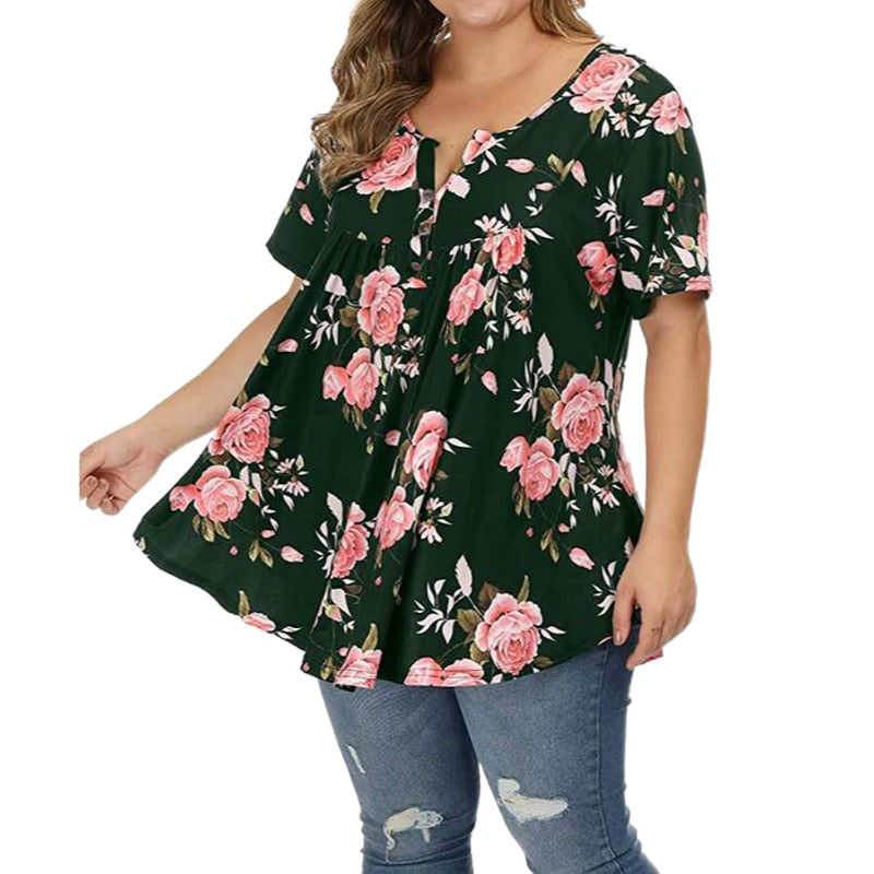 Funki Findz | Shirts | Women's Plus Floral Print, Loose Fit Tops
