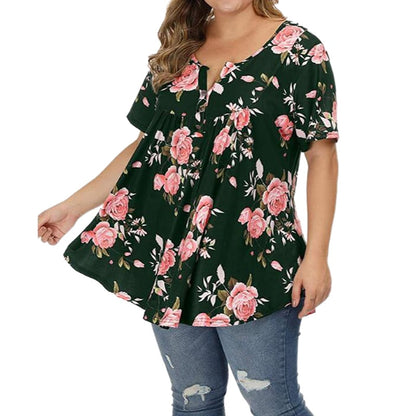 Funki Findz | Shirts | Women's Plus Floral Print, Loose Fit Tops