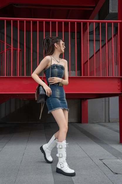Funki Findz | Boots | Women's Punk Buckle Strap Wedge Boots