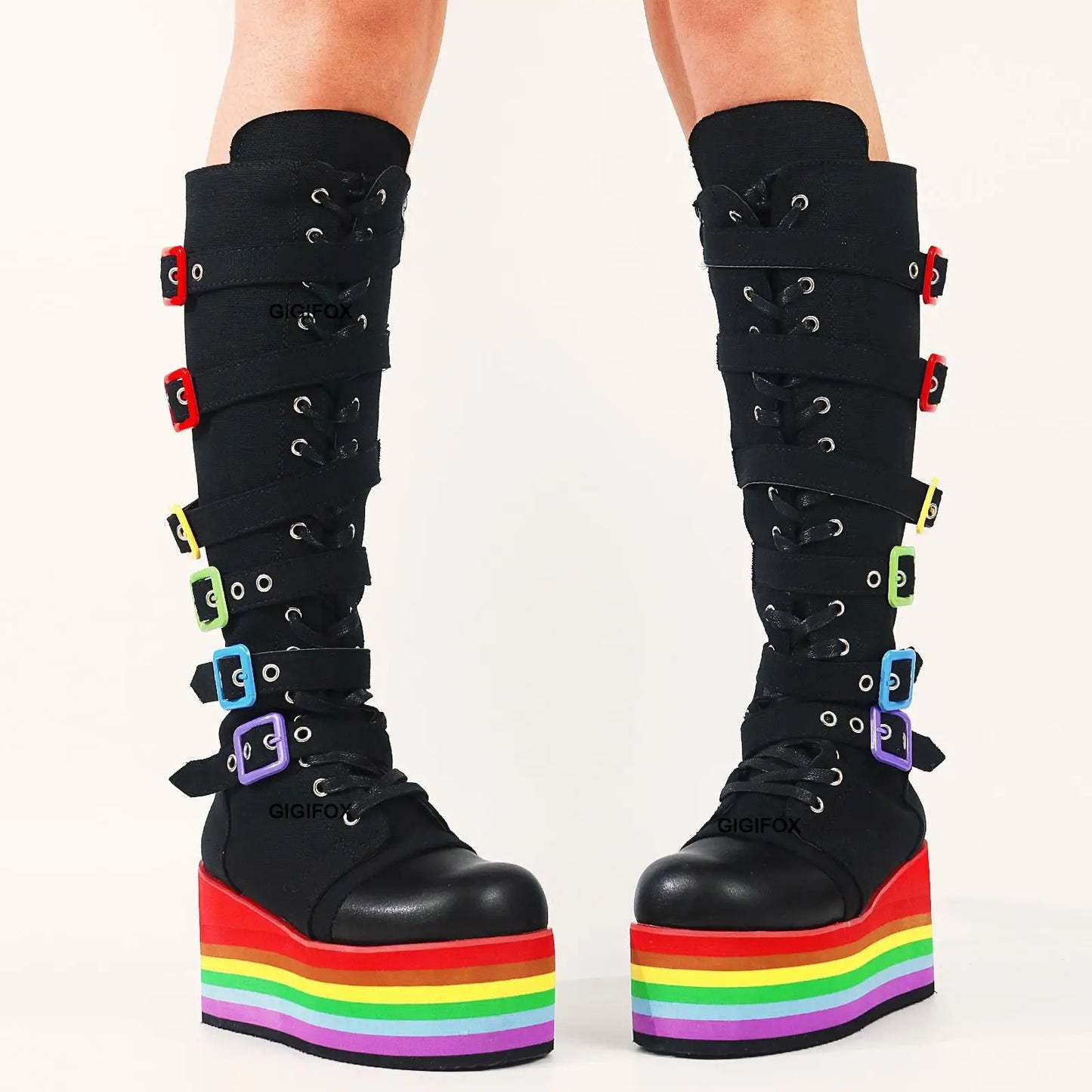Funki Findz | Boots | Women's Gothic Rainbow Platform Boots
