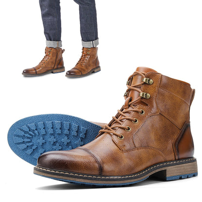 Funki Findz | Boots | Men's Faux Leather Retro Ankle Dress Boot