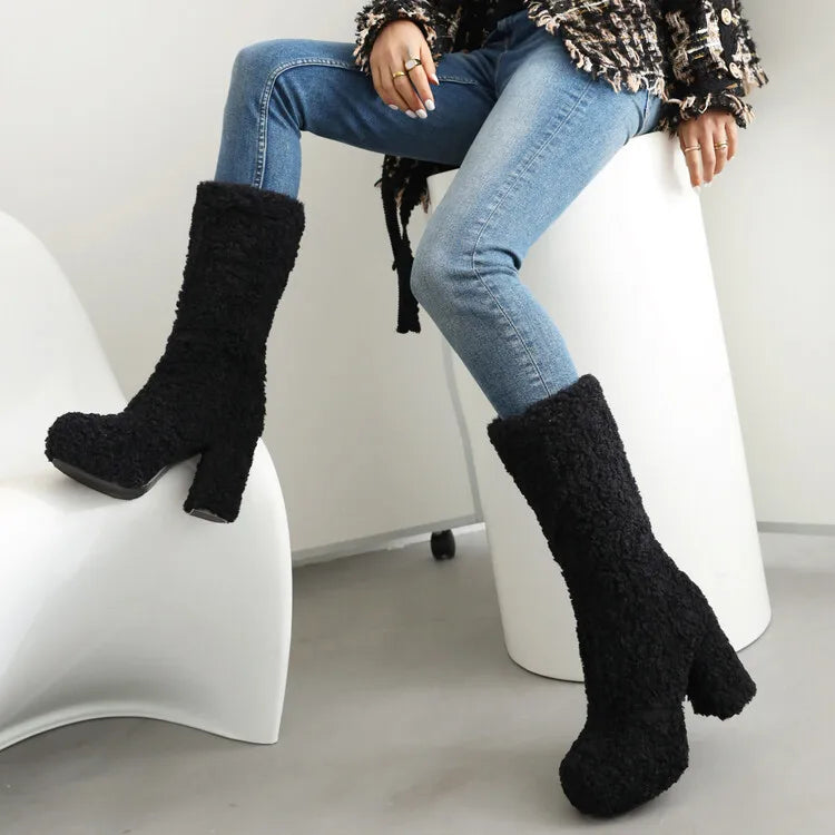 Funki Findz | Boots | Women's Fuzzy Faux Wool Platform Boots