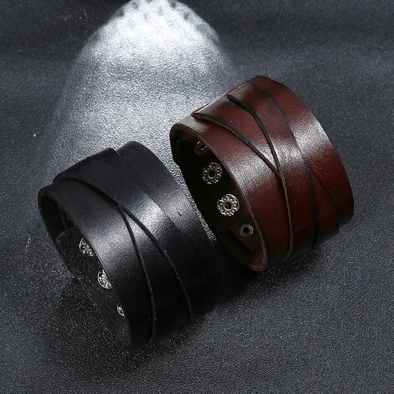 Funki Findz | Bracelets | Men's Wide Genuine Leather Wristband