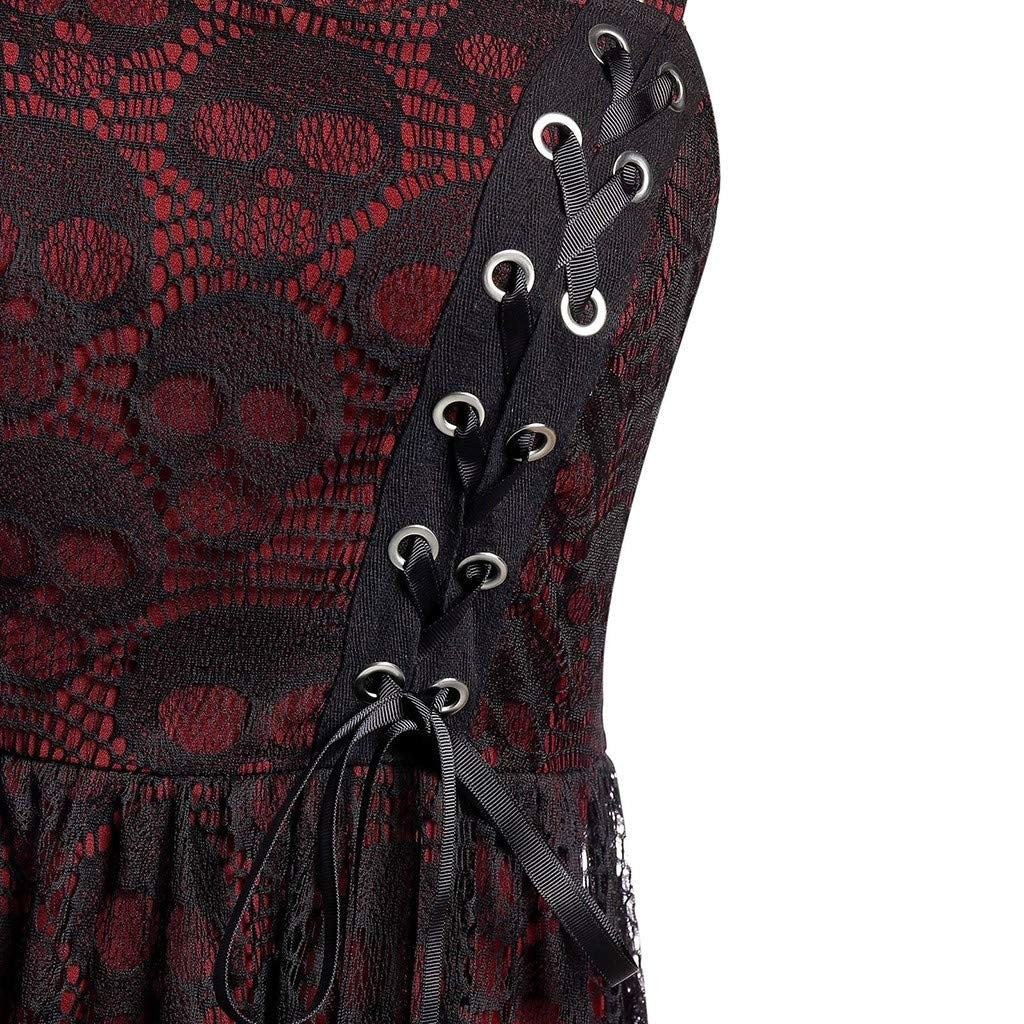 Funki Findz | Dresses | Women's Gothic Skull Lace Mini Dress