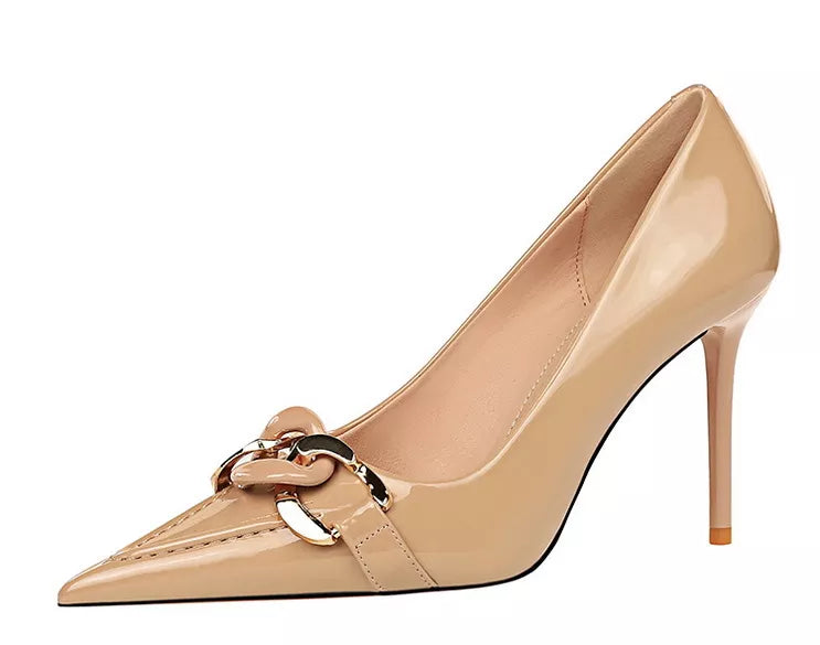 Funki Findz | Shoes | Women's Patent Metal Buckle Luxury Heels