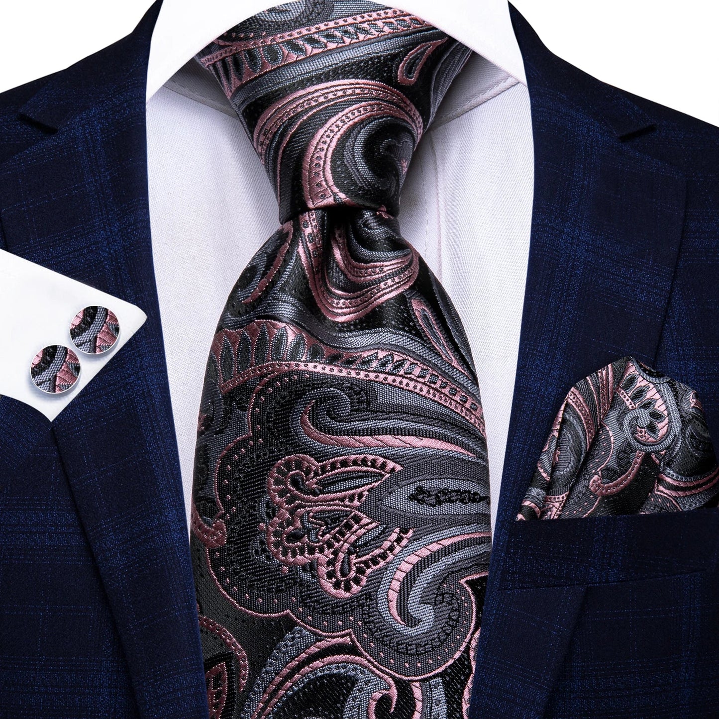 Funki Findz | Neckties | Men's Elegant Silk Wedding 3Pcs Tie Set