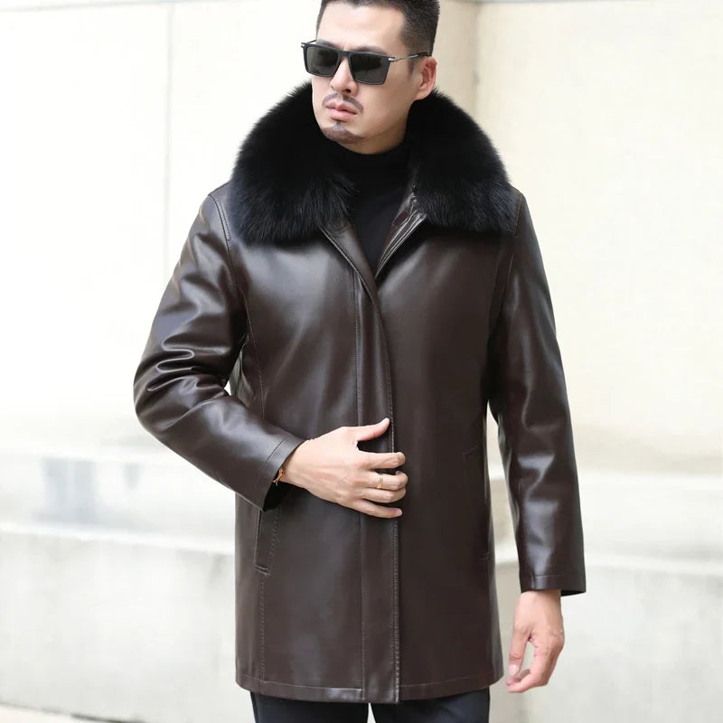 Funki Findz | Jackets | Men's Genuine Leather Long Down Jacket
