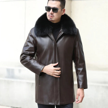 Funki Findz | Jackets | Men's Genuine Leather Long Down Jacket