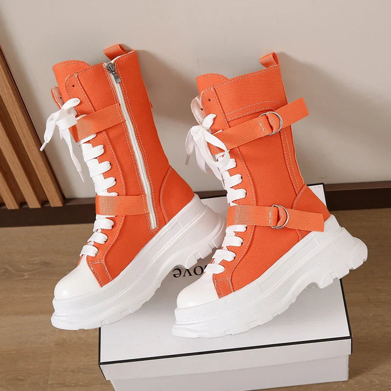 Funki Findz | Boots | Women's Canvas Chunky Platform Boots