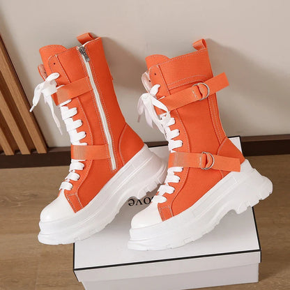 Funki Findz | Boots | Women's Canvas Chunky Platform Boots