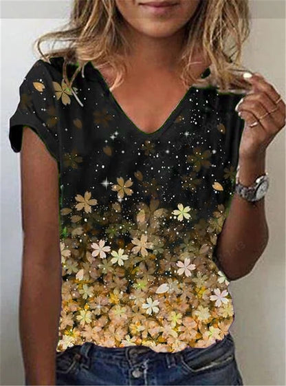 Funki Findz | Shirts | Women's Floral Print V-Neck Tunic Top | 6XL