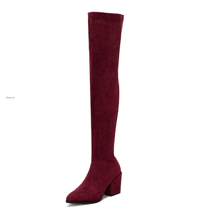 Funki Findz | Boots | Women's Square Mid Heel Over Knee Boots