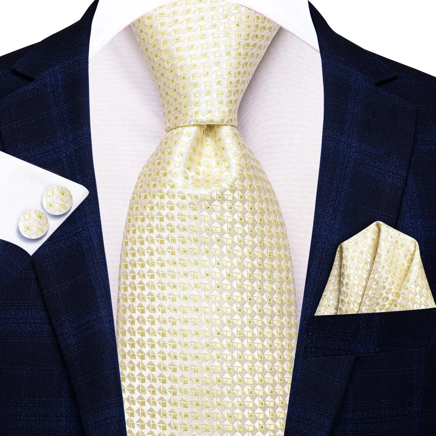 Funki Findz | Neckties | Men's Champagne Gold Silk Tie 3Pcs Set