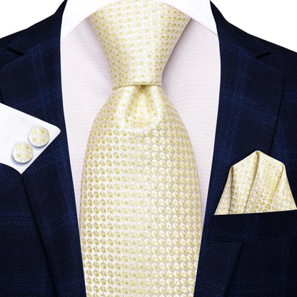 Funki Findz | Neckties | Men's Champagne Gold Silk Tie 3Pcs Set