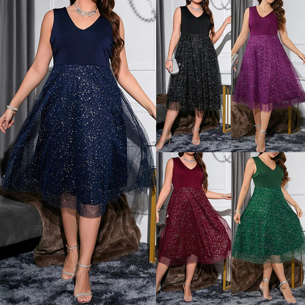 Funki Findz | Dresses | Women's Plus Evening Party Midi Dress
