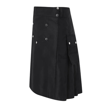 Funki Findz | Skirts | Men's Black Pleated Gothic Kilt | Cargo Skirt