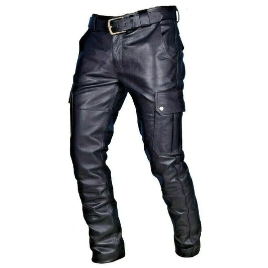Funki Findz | Pants | Men's PU Leather Motorcycle Cargo Pants