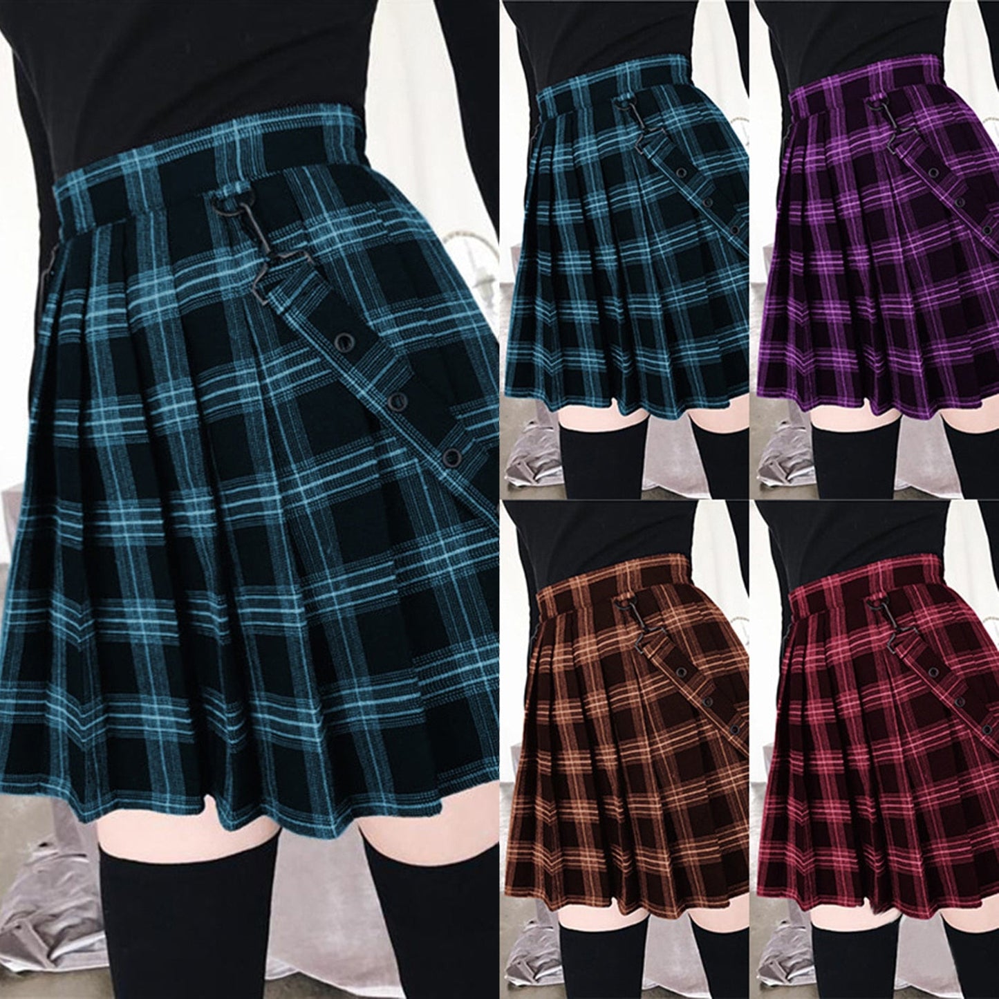 Funki Findz | Skirts | Women's Gothic Suspender Mini Skirt | Plaid