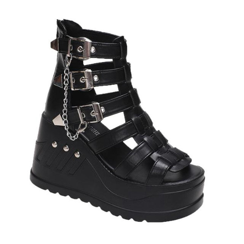 Funki Findz | Shoes | Women's Gothic Punk Rivet Wedge Sandal