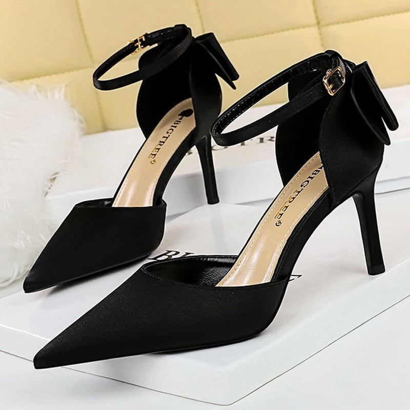 Funki Findz | Shoes | Women's Elegant Silk Bow Stiletto Pumps