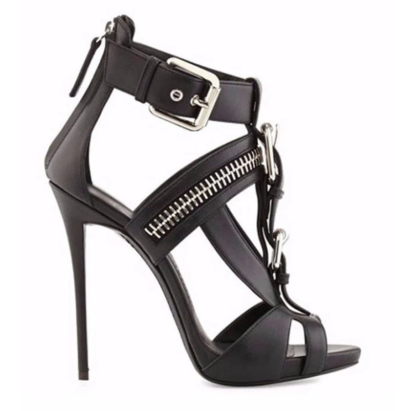 Funki Findz | Shoes | Women's Buckle Strap Zip Stiletto Sandals