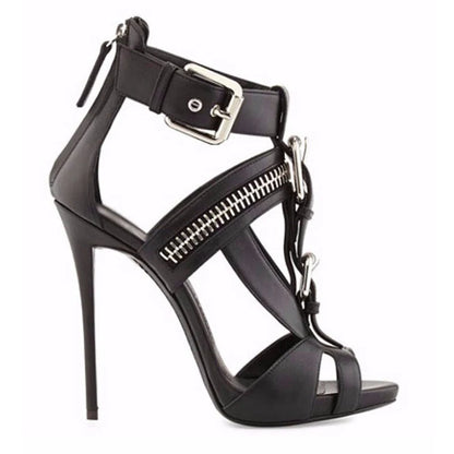 Funki Findz | Shoes | Women's Buckle Strap Zip Stiletto Sandals
