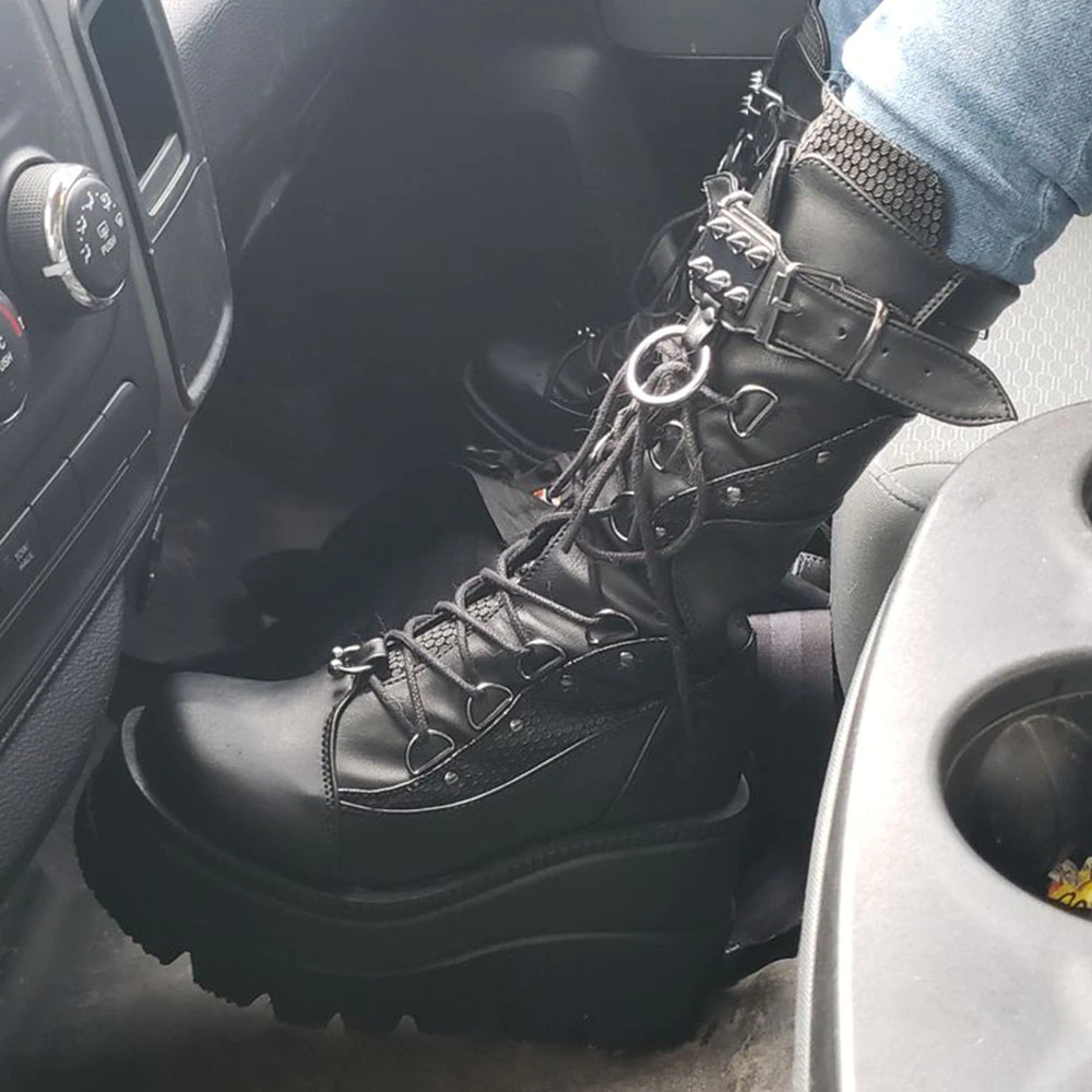 Funki Findz | Boots | Women's Punk High Platform Wedge Boots