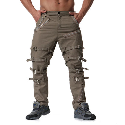 Funki Findz | Pants | Men's Gothic Punk Buckle Strap Zip Pants